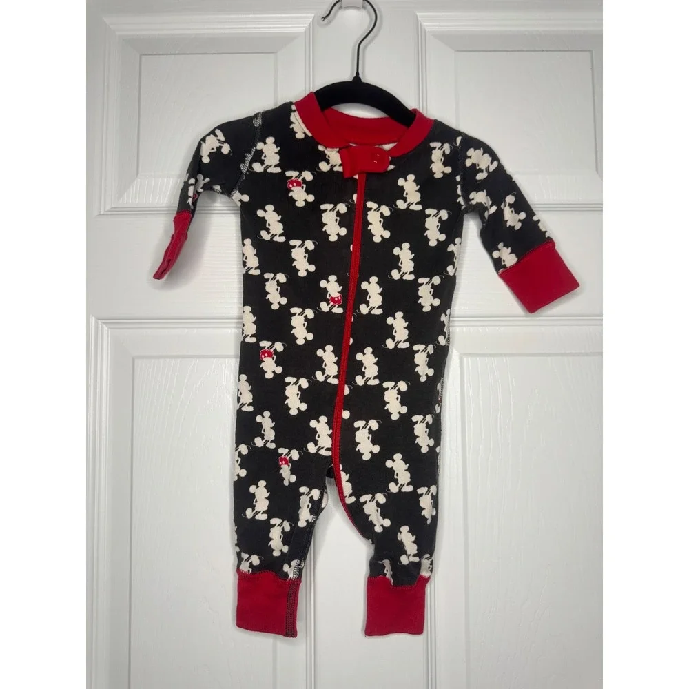 Hanna Andersson Disney Mickey Mouse 100% Cotton Sleeper Pajamas Black 0-6 Mon